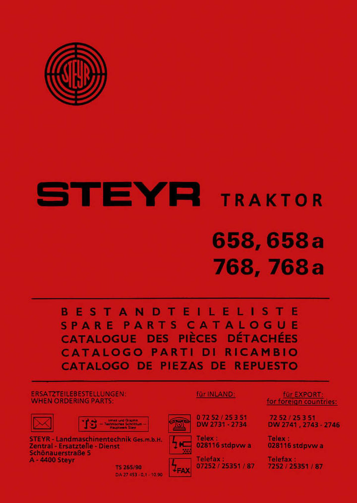 Steyr 658 658a 768 768a Traktor Ersatzteilkatalog, Buchcover