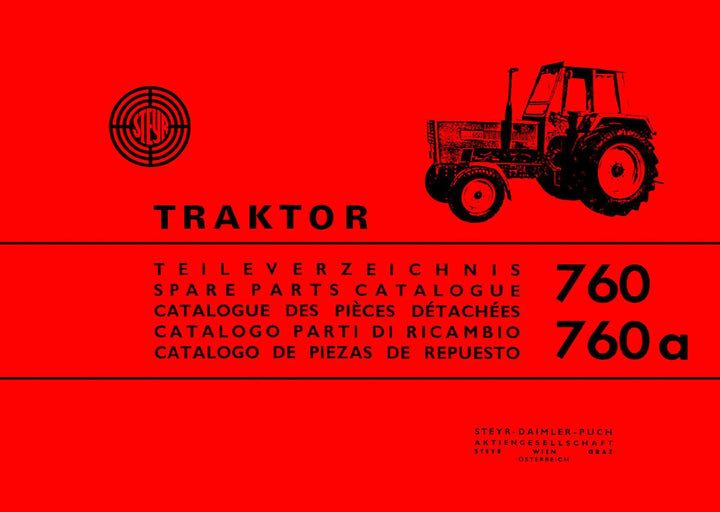 Steyr 760 und 760a Traktor Ersatzteilkatalog, Buchcover