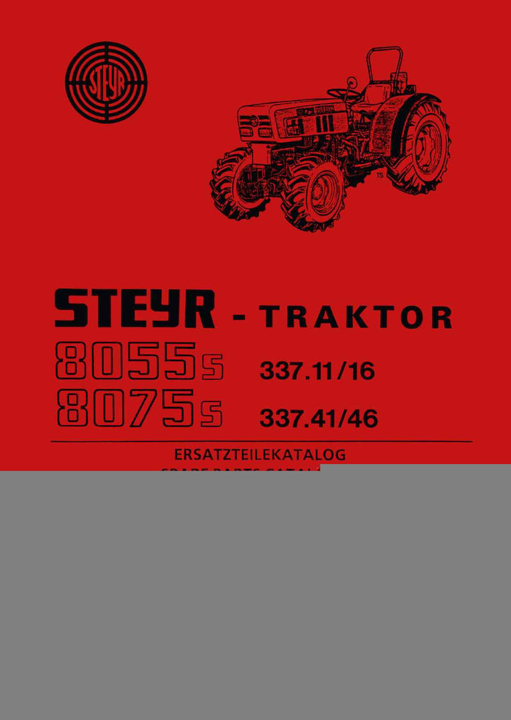 Steyr 8055s und 8075s Traktor Ersatzteilekatalog, Buchcover