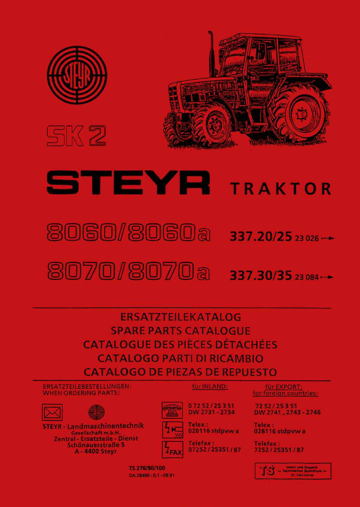 Steyr 8060 8060a 8070 8070a SK2 Traktor Ersatzteilkatalog, Buchcover