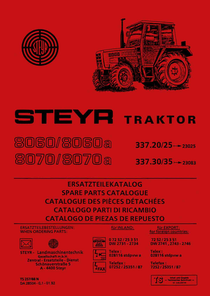 Steyr 8060 8060a 8070 8070a Traktor Ersatzteilkatalog, Buchcover