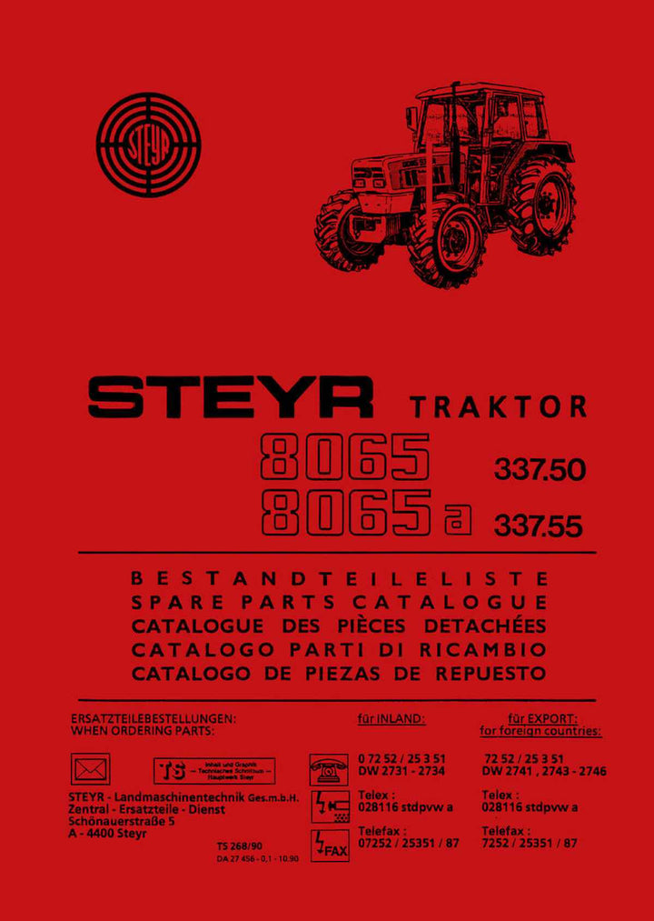 Steyr 8065 und 8065a Traktor Ersatzteilkatalog, Buchcover
