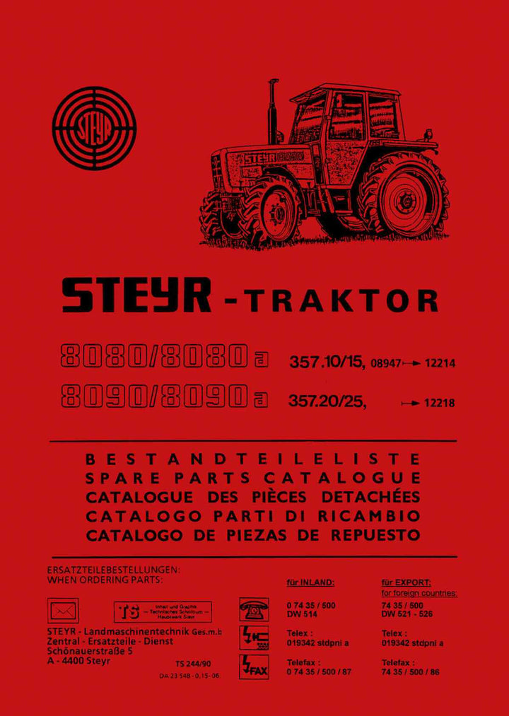 Steyr 8080 8080a 8090 8090a Traktor Ersatzteilkatalog, Buchcover