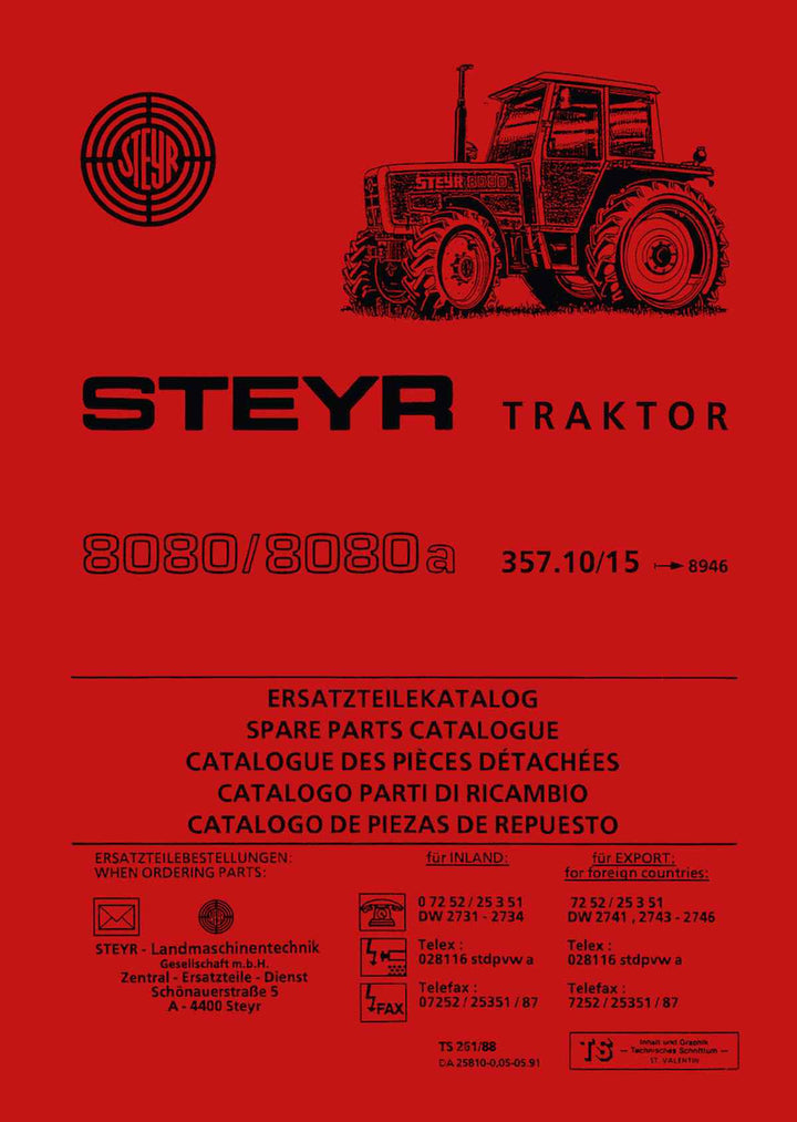 Steyr 8080 und 8080a Ersatzteilkatalog, Buchcover