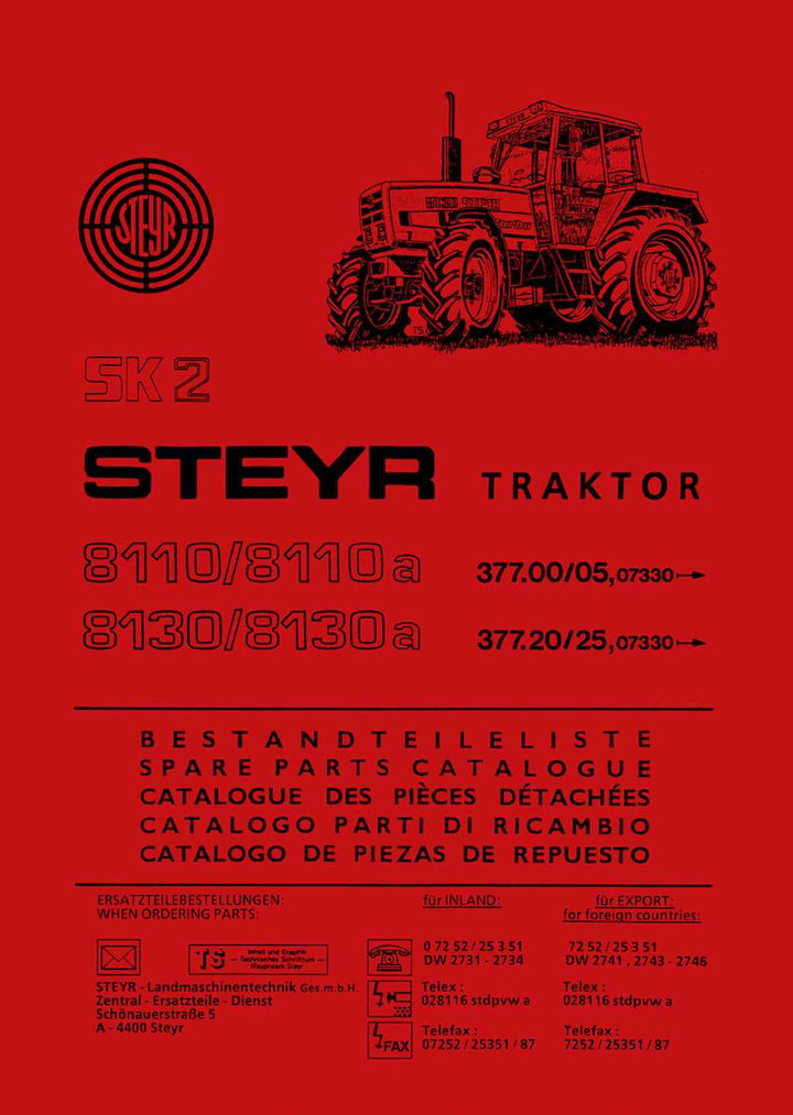 Steyr 8110 8110a 8130 8130a SK2 Traktor Ersatzteilkatalog, Buchcover