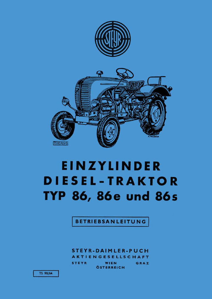 Steyr 86 86e 86s Traktor Betriebsanleitung, Buchcover