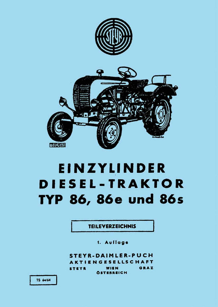 Steyr 86 86e 86s Traktor Ersatzteilkatalog, Buchcover