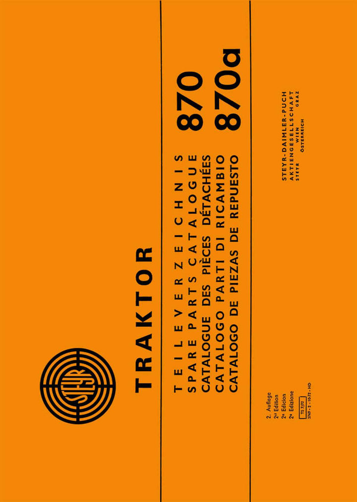 Steyr 870 und 870a Traktor Ersatzteilkatalog, Buchcover
