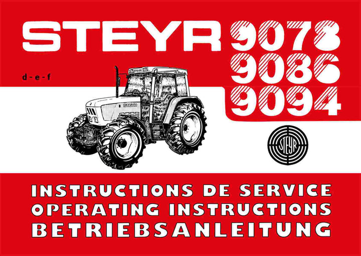 Steyr 9078 9086 9094 Traktor Betriebsanleitung, Buchcover