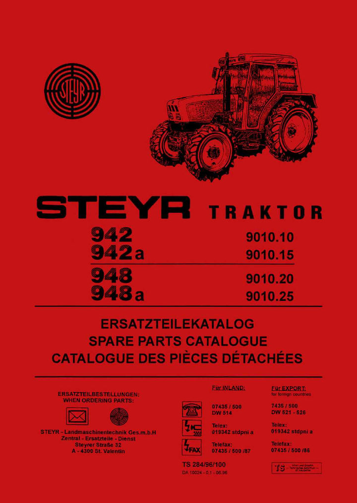 Steyr 942 942a 948 948a Traktor Ersatzteilkatalog, Buchcover