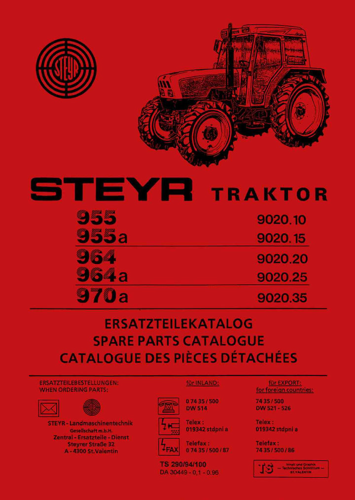 Steyr 955 955a 964 964a 970a Traktor Ersatzteilkatalog, Buchcover