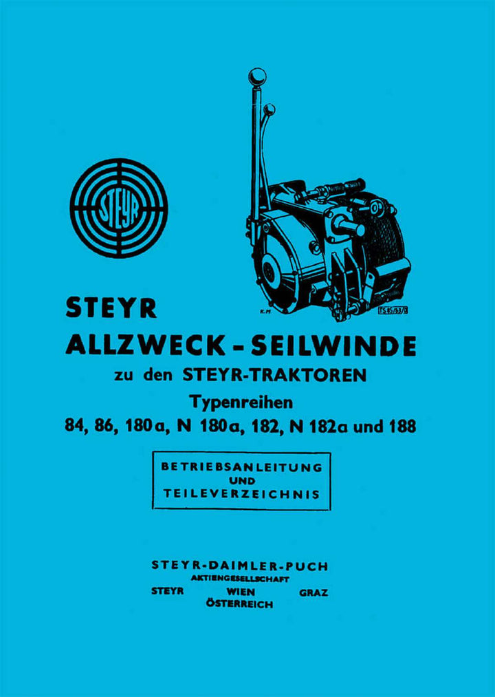 Steyr Allzweck-Seilwinde Betriebsanleitung und Ersatzteilkatalog, Buchcover