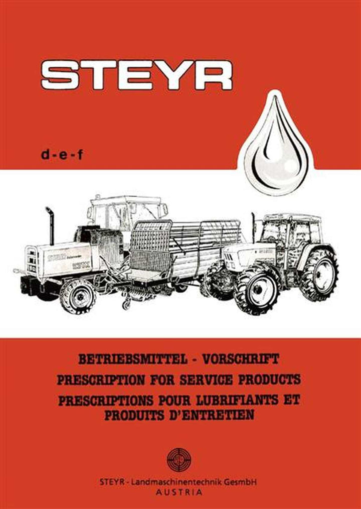 Steyr Betriebsmittel-Vorschrift für Traktoren, Buchcover
