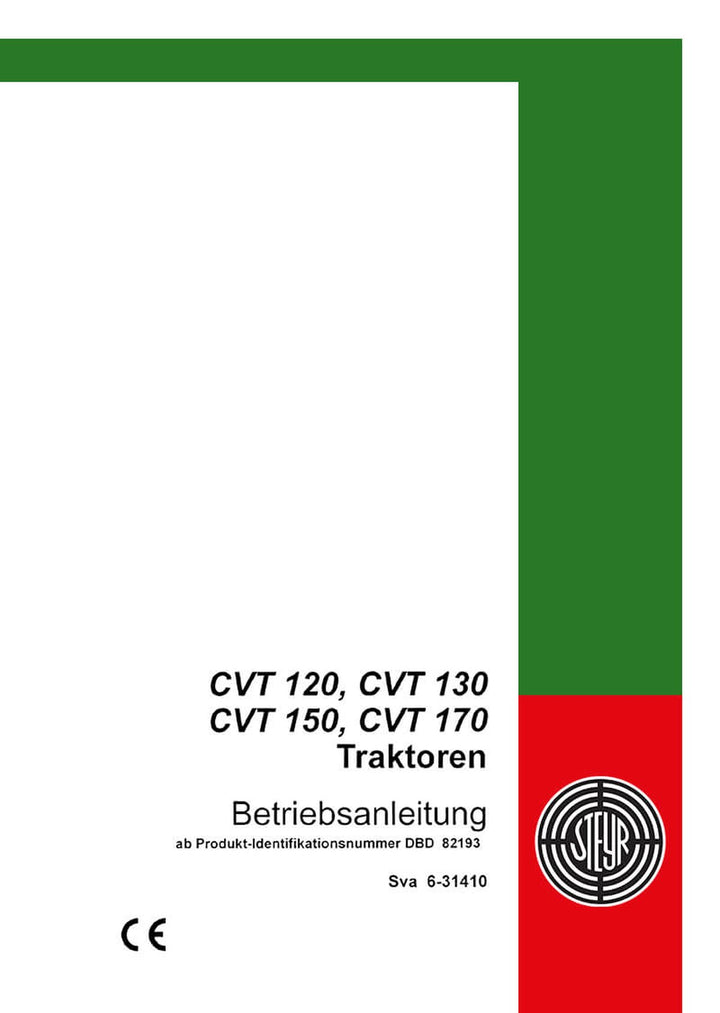Steyr CVT120 CVT130 CVT150 CVT170 Traktor Betriebsanleitung, Buchcover