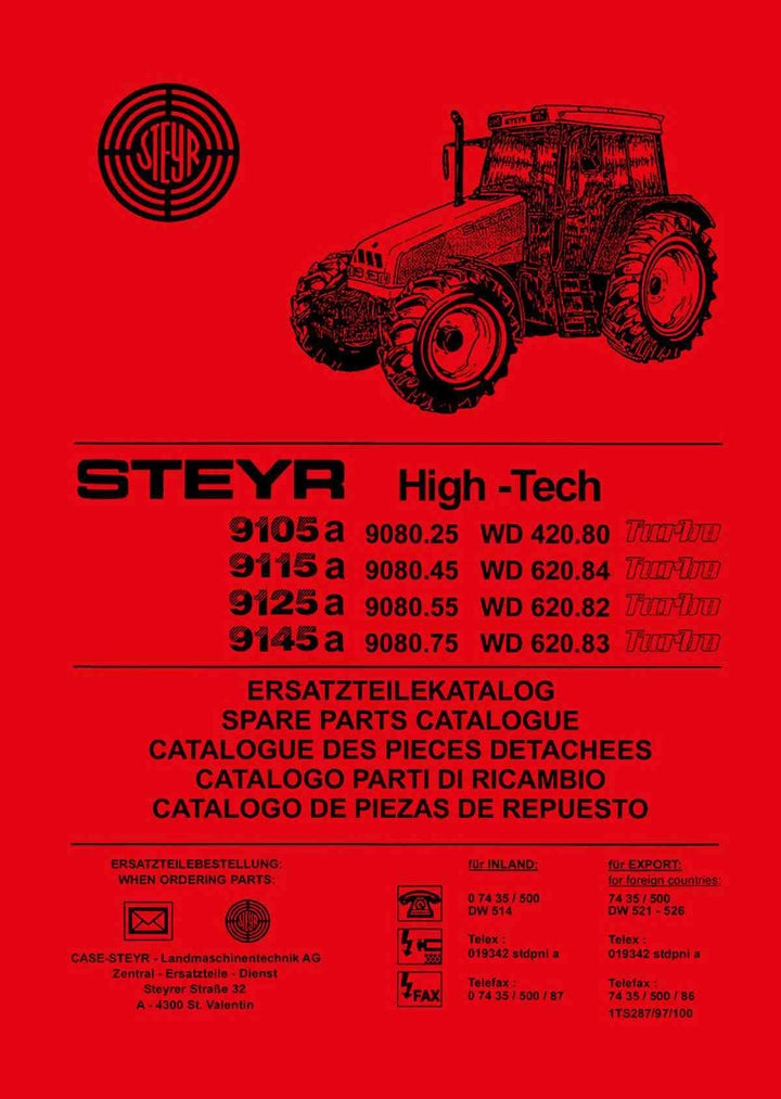 Steyr 9105a 9115a 9125a 9145a Traktor Ersatzteilkatalog, Buchcover