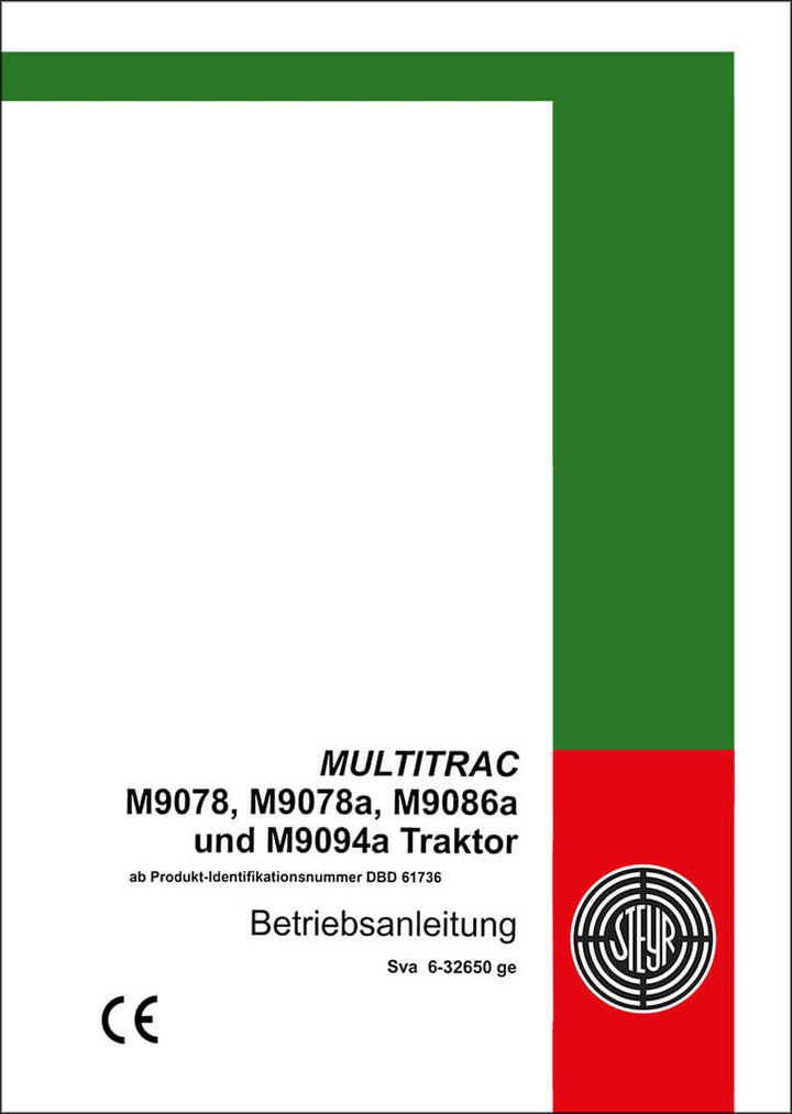 Steyr Multitrac M9078, M9078a, M9086a und M9094a Betriebsanleitung, Buchcover