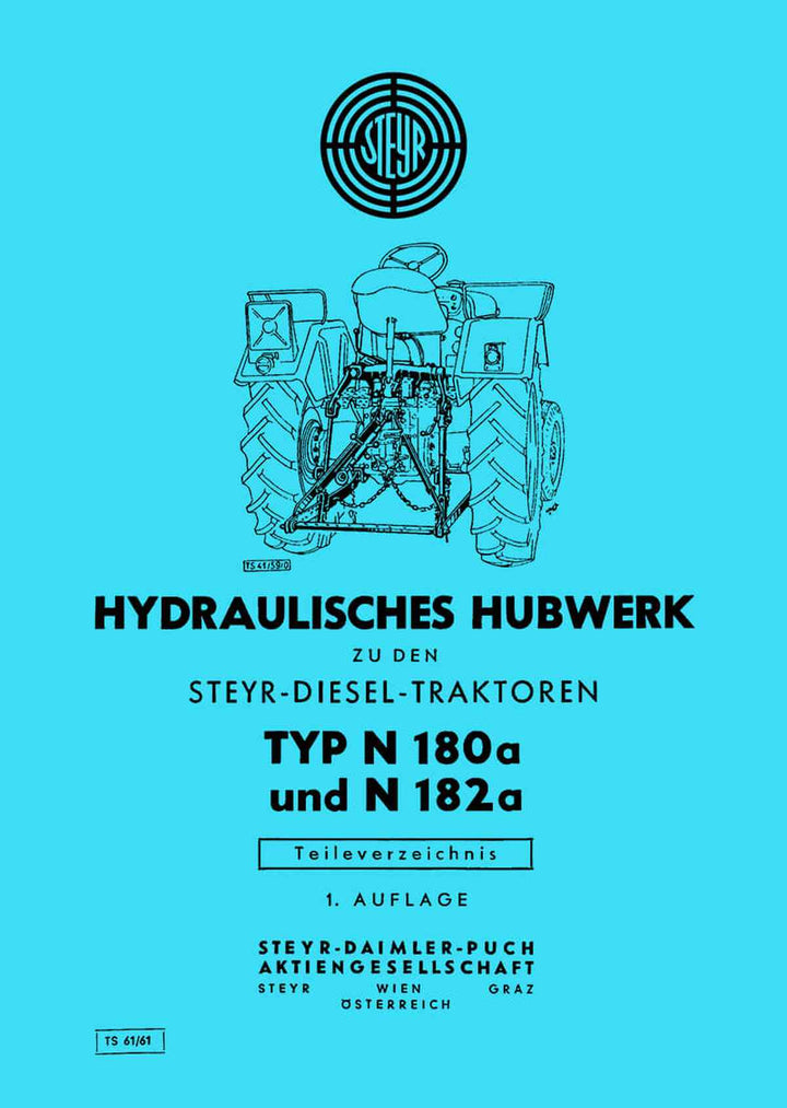 Steyr N180a und N182a Hydraulisches Hubwerk Ersatzteilkatalog, Buchcover