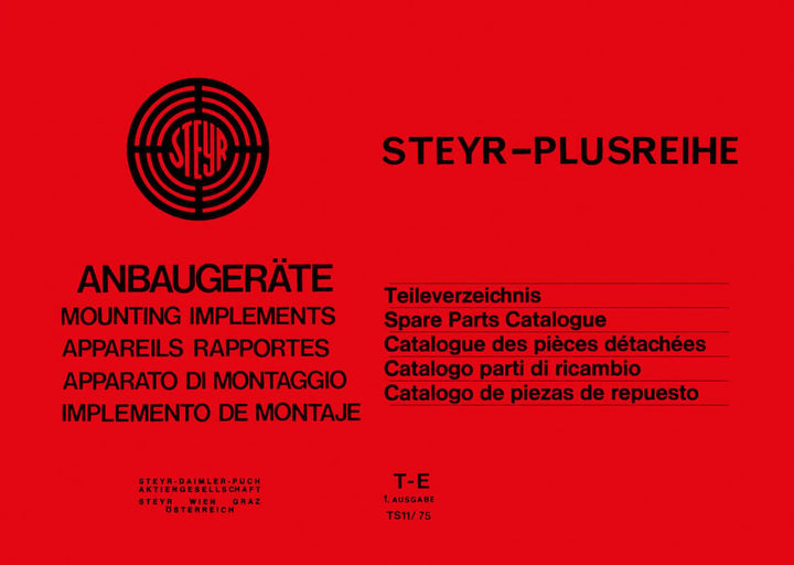 Steyr Plus-Serie Traktoren Anbaugeräte Ersatzteilkatalog, Buchcover