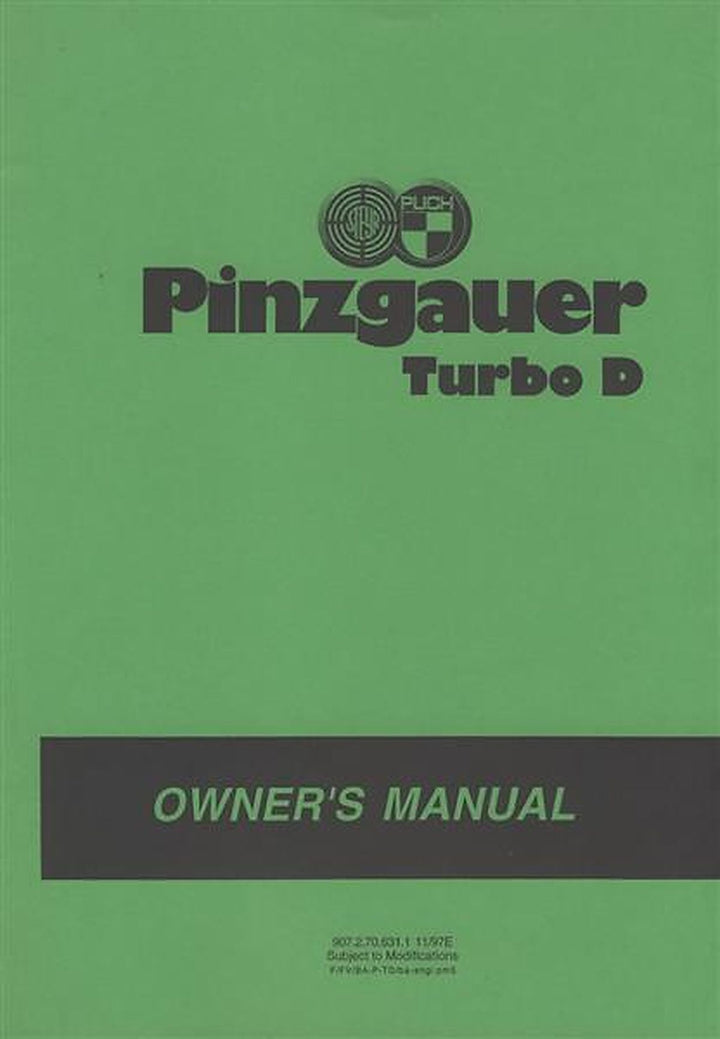 Puch Pinzgauer Turbo Diesel, P 80, P 90, P 93, Owners Manual, Buchcover