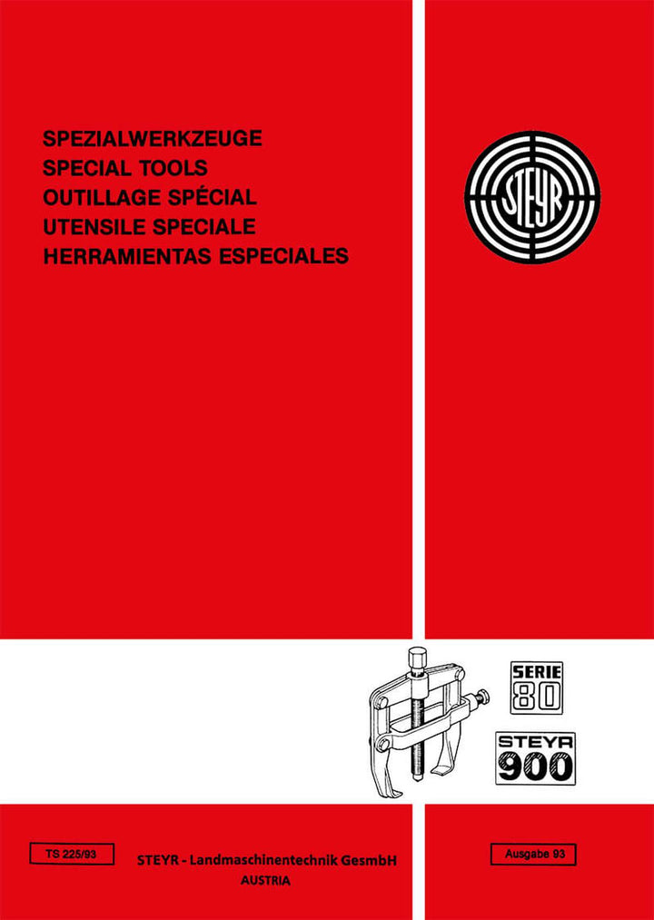 Steyr 8300/a, 83TK, 8320/a, 93TK, Serie 80 Steyr 900 Spezialwerkzeuge, Buchcover