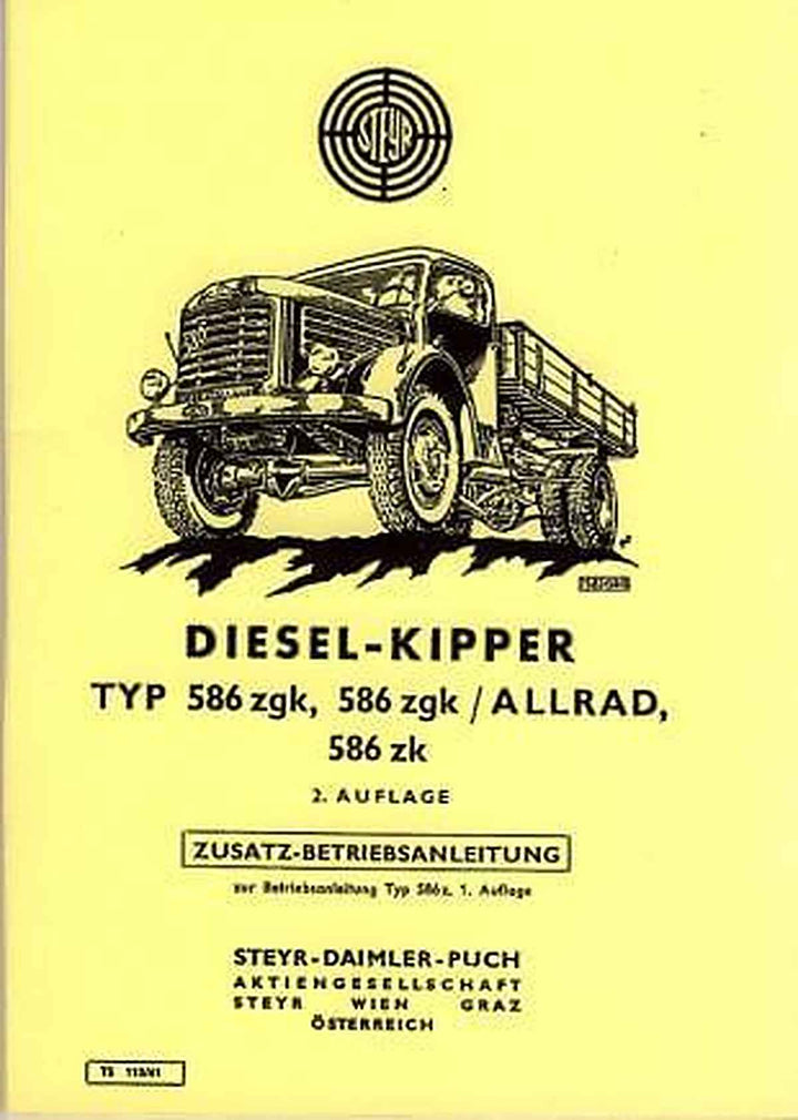 Steyr Typ 586 z, g, k / 586 z, g, k Allrad / 586 z, k, Betriebsanleitung, Buchcover