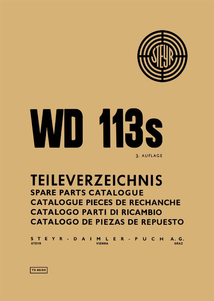 Steyr WD113s Stationärmotor Ersatzteilkatalog, Buchcover