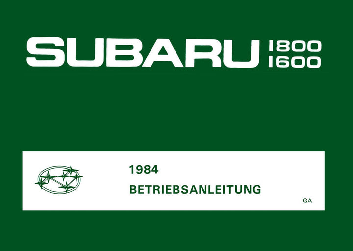 Subaru 1600 und 1800 Betriebsanleitung, Buchcover