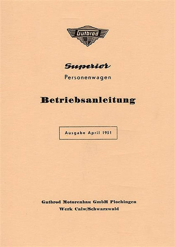 Gutbrod Superior Personenwagen Betriebsanleitung, Buchcover