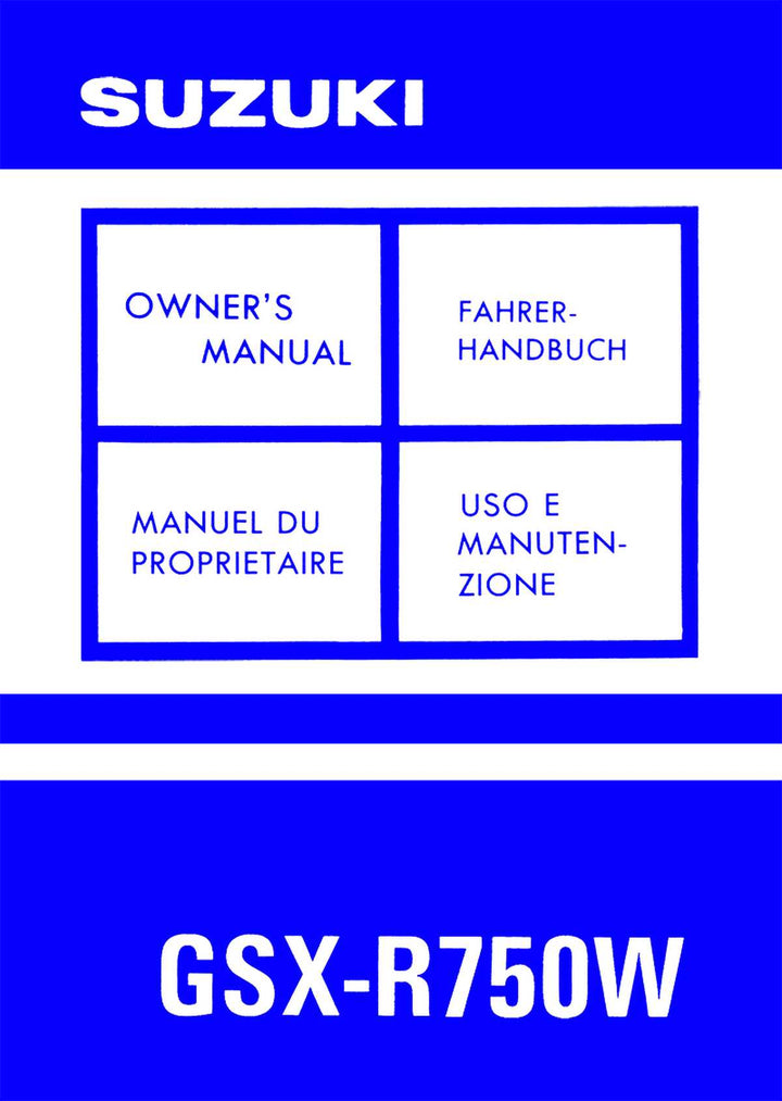 Suzuki GSX-R 750 W Fahrer-Handbuch, Buchcover