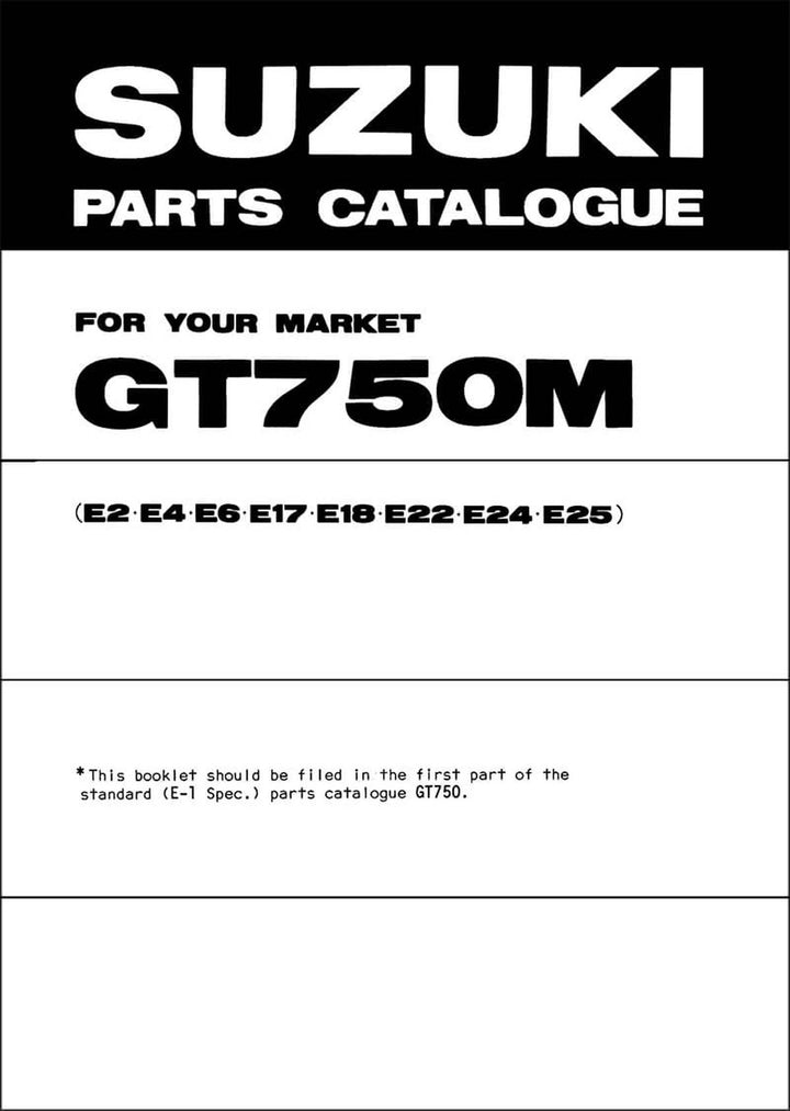 Suzuki GT750M Parts Catalogue, Buchcover