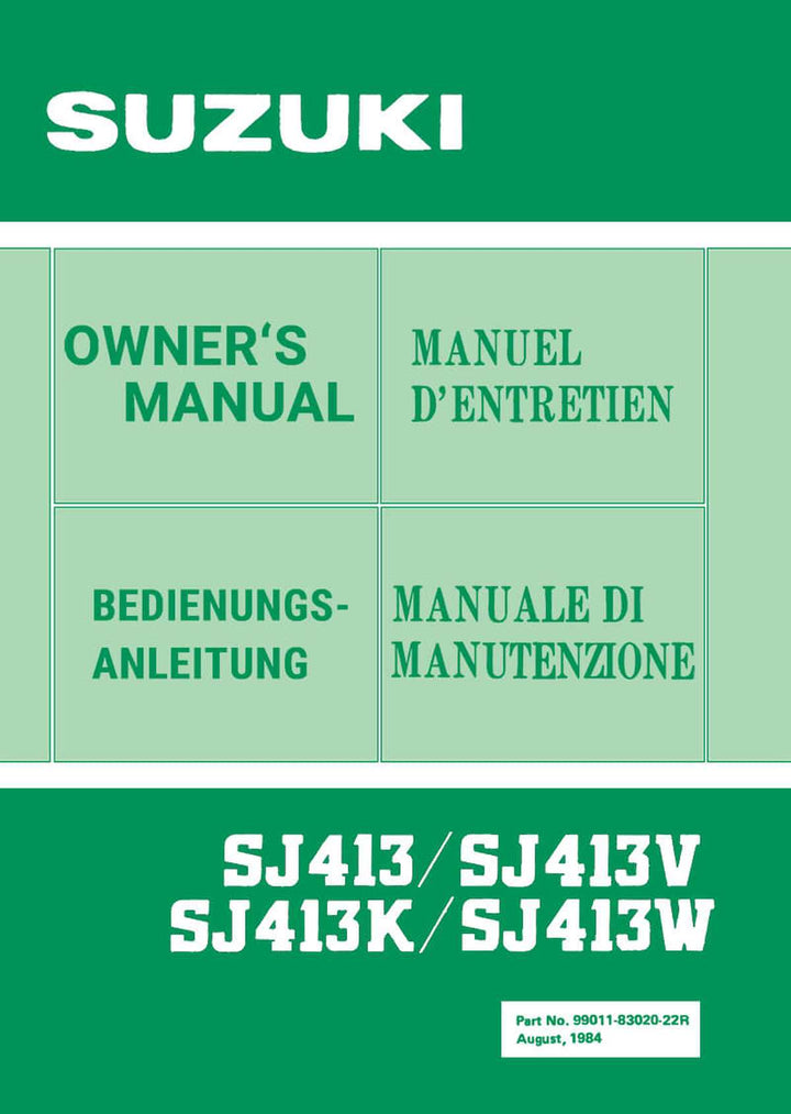 Suzuki SJ413, SJ413V, SJ413K, SJ413W Betriebsanleitung, Buchcover
