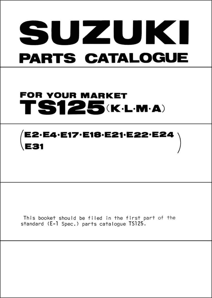 Suzuki TS125 MY1973-1976 Parts Catalogue, Buchcover