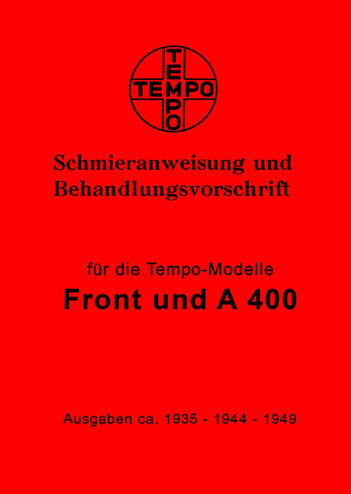 Tempo Front und A400 Betriebsanleitung, Buchcover
