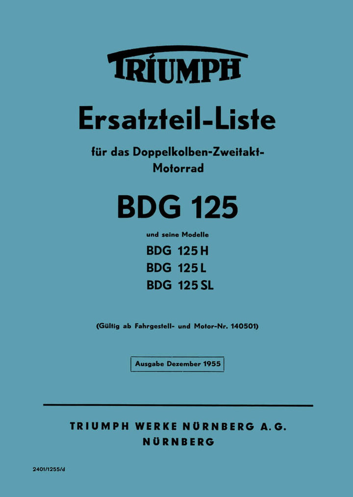 Triumph BDG125 Ersatzteilkatalog, Buchcover