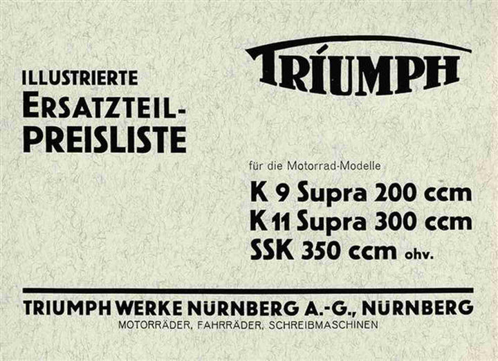 Triumph K9 Supra und K11 Supra Ersatzteilkatalog, Buchcover