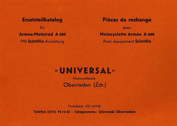 Universal A680 Armee-Motorrad Ersatzteilkatalog, Buchcover