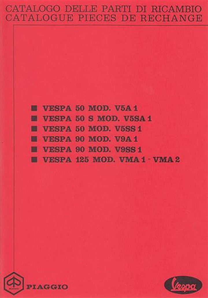 Piaggio Vespa 50, 90 und 125 Modelle, Catalogo parti di ricambio, Buchcover