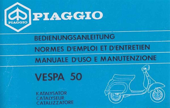 Piaggio Vespa 50 (mit Katalysator), Bedienungsanleitung, Buchcover