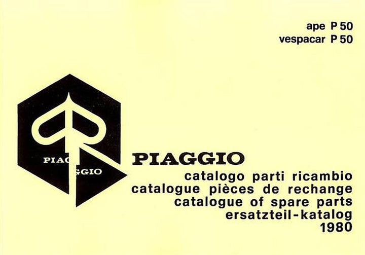 Vespa APE 50, Vespacar P 50 und Anhang für tm P 50, Ersatzeilkatalog, Buchcover