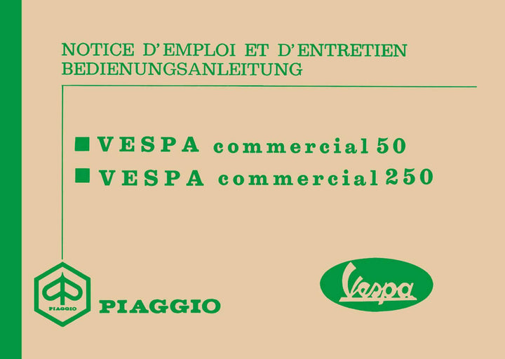 Vespa Commercial 50 und 250, Bedienungsanleitung, Buchcover