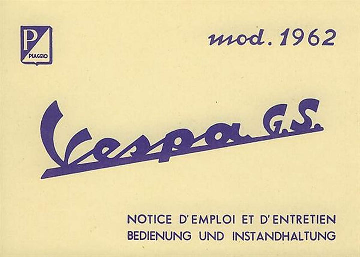 Vespa GS VSB (1962) Betriebsanleitung, Buchcover