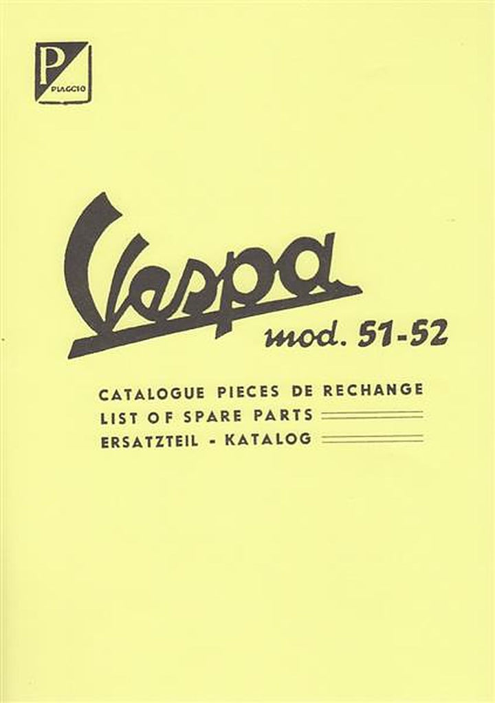 Piaggio Vespa Modell 1951-52, Ersatzteil-Katalog, Buchcover