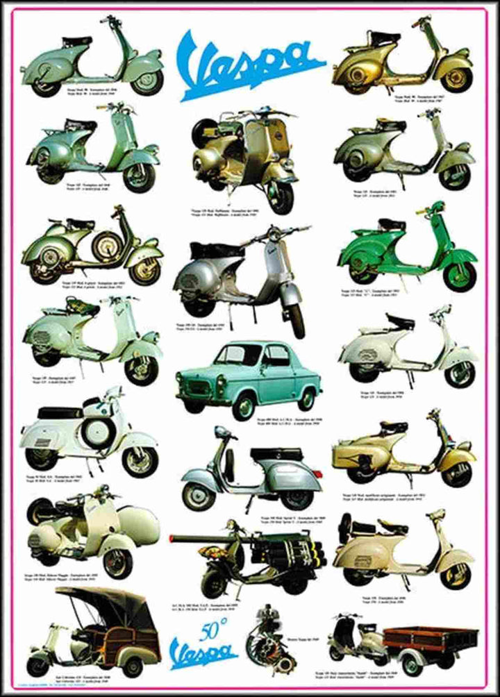 Vespa Modelle Poster, Poster-Motiv