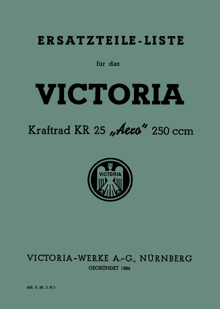 Victoria KR25 Aero Ersatzteilkatalog, Buchcover
