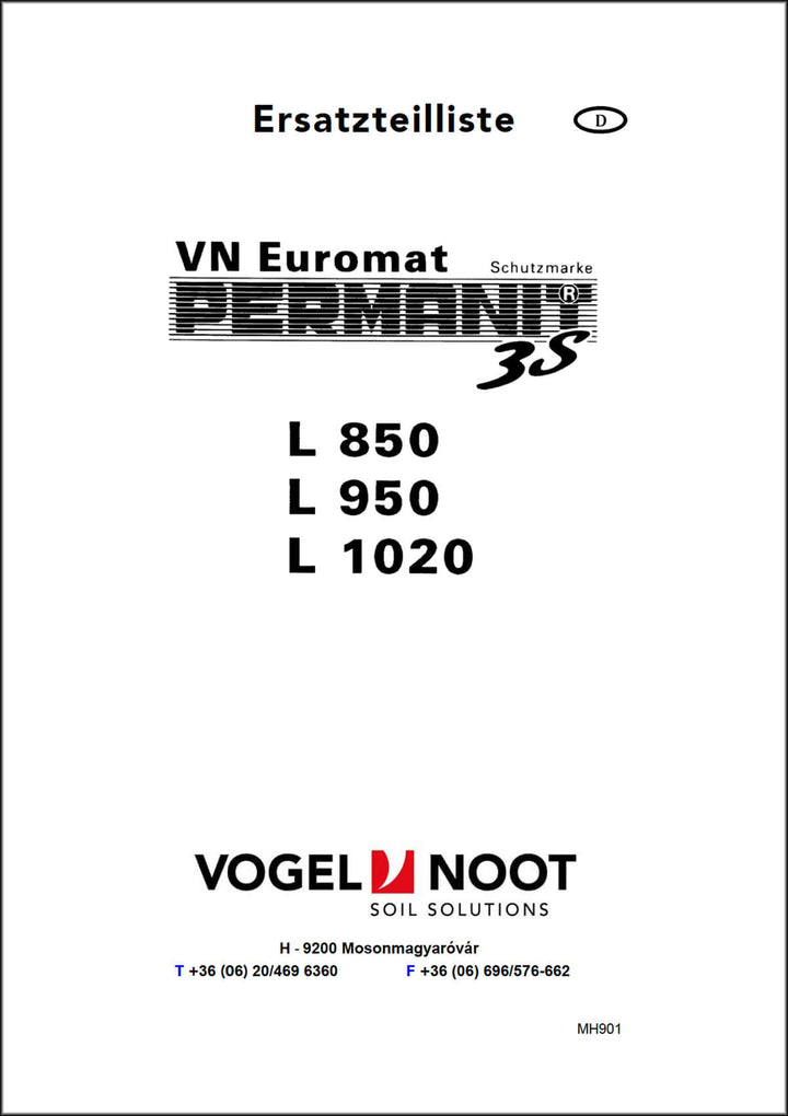 Vogel & Noot Euromat Permanit 3S Ersatzteilliste