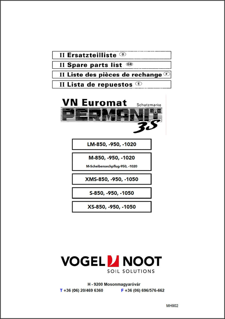 Vogel & Noot Euromat Permanit 3S Ersatzteilliste