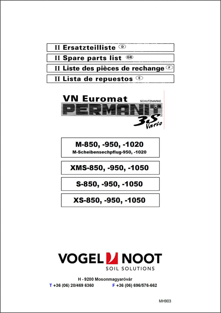 Vogel & Noot Euromat Permanit 3S Vario Ersatzteilliste
