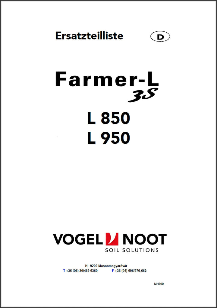 Vogel & Noot Farmer-L 3S L850/L950 Ersatzteilliste