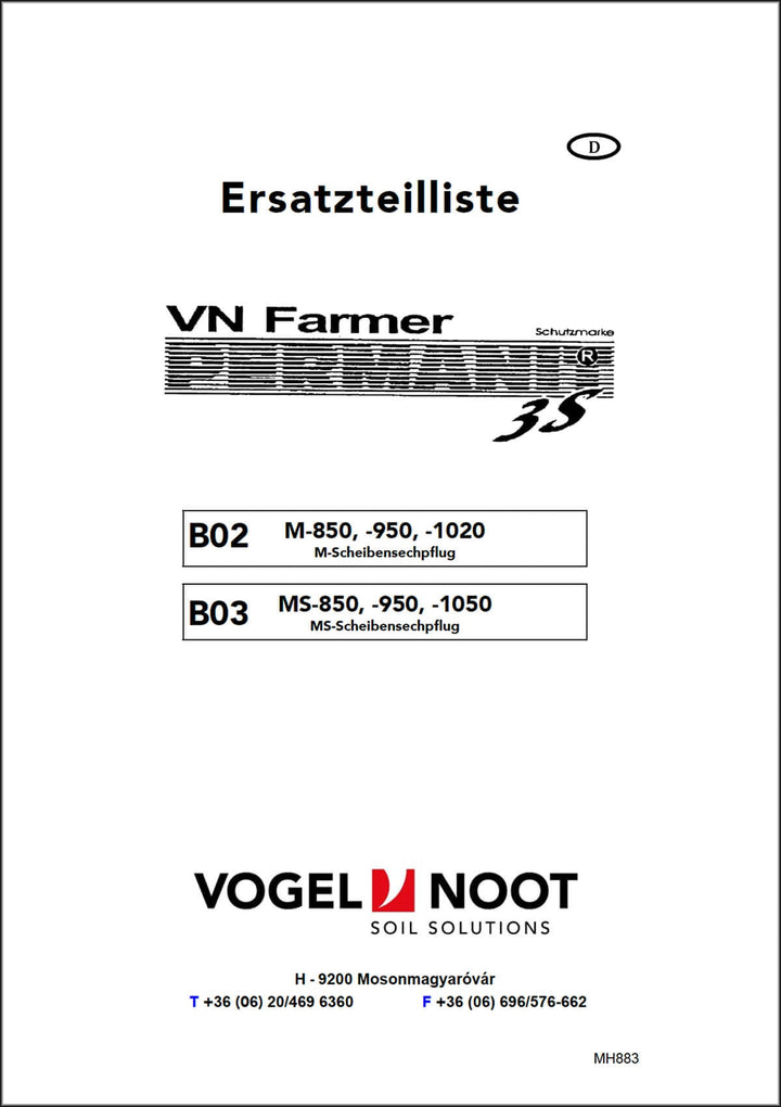 Vogel & Noot Farmer Permanit 3S B02/B03 Ersatzteilliste