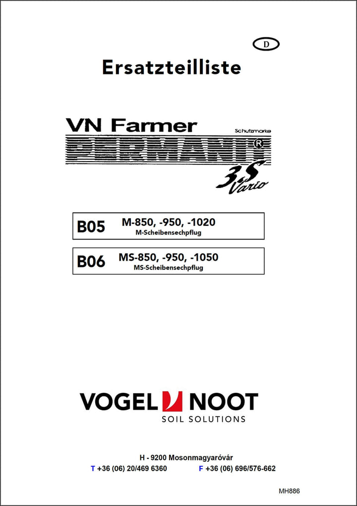 Vogel & Noot Farmer Permanit 3S B05/B06 Ersatzteilliste